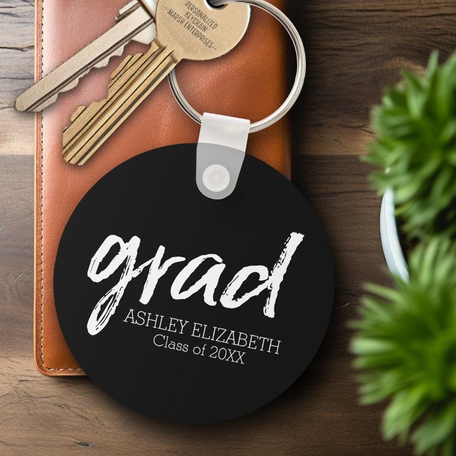 Modern Student Anpassningsbar Trendig Black Grad Nyckelring (Personalized Keychain - Graduation Party Favor)
