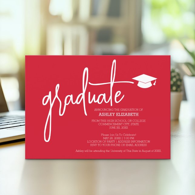 Modern Student Anpassningsbar Trendig MCM Mönster  Inbjudningar (Modern Graduation Announcement and Party Invitation)