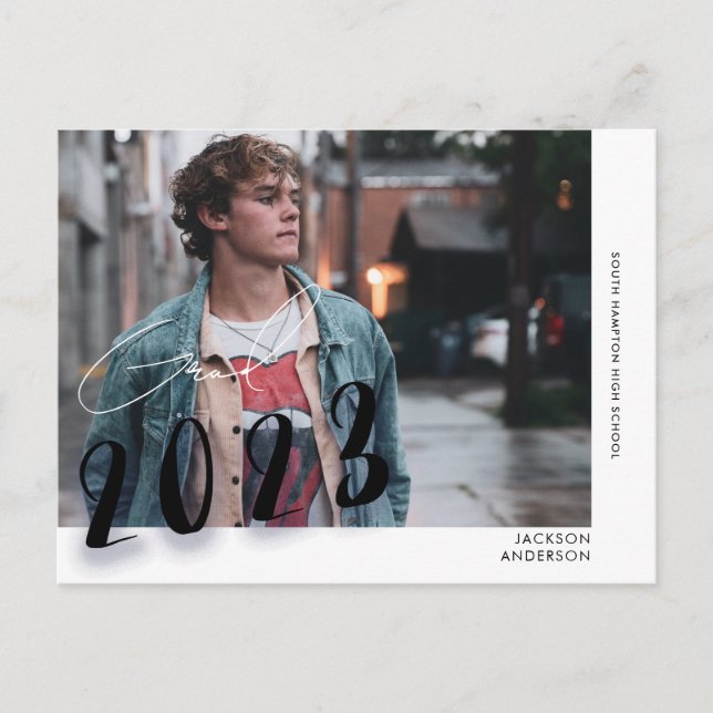 Modern student avslappnad foto examen vykort (Framsida)