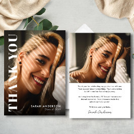 Modern Student Back and White Photo Studenten Tack Kort