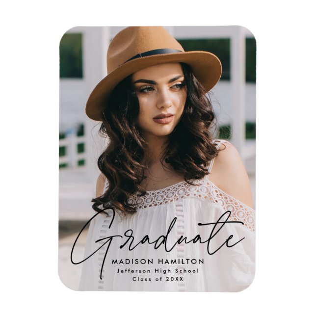 Modern Student Black Script Photo Studenten Magnet (Vertikal)