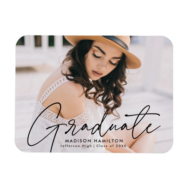 Modern Student Black Script Photo Studenten Magnet (Horisontell)