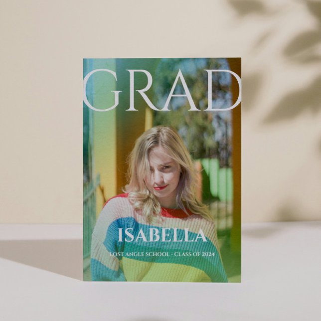 Modern Student - enkel foto Studenten Meddelande (Modern Script Graduate Simple Photo Graduation Announcement)