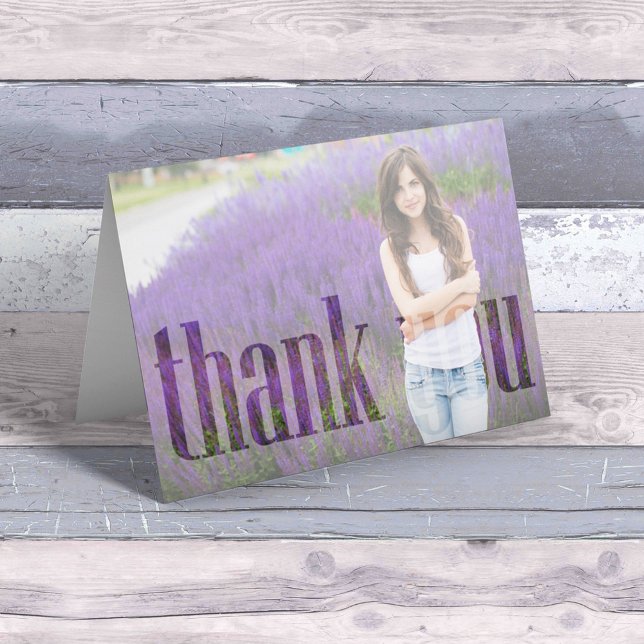 Modern Student enkel minimalistisk fototypografi Tack Kort (Simple graduation thank you photo folding card. )