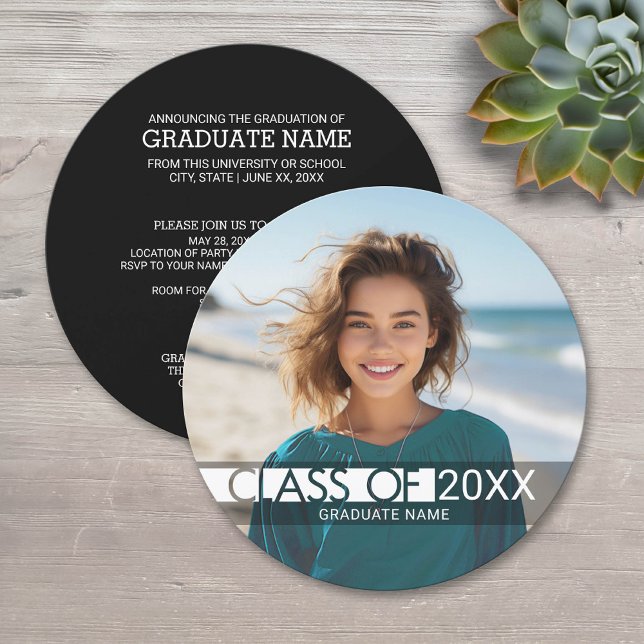 Modern Student-fotoannonsering och Party Inbjudningar (Circle Graduation Invitation)