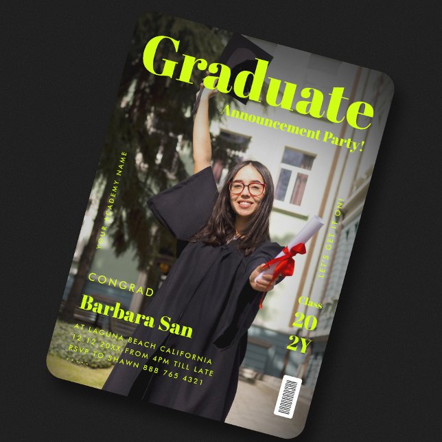 Modern Student Grad Studentfest Magazine Inbjudningar (Skapare uppladdad)