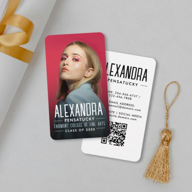 Modern Student Graduate Networking Photo QR Code Visitkort (Skapare uppladdad)