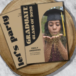 Modern Student Guld Arch & Photo Grad Party Inbjudningar