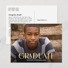 Modern Student Guld Overlay Photo Studenten Vykort