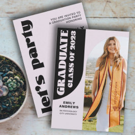 Modern Student Lila Arch & Photo Grad Party Inbjudningar