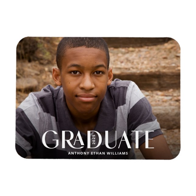 Modern Student Overlay Photo Grad-meddelande Magnet (Horisontell)