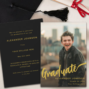 Modern Student Photo Guld Script Black Meddelande