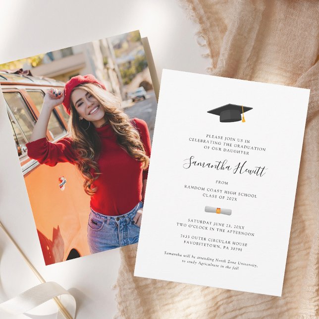 Modern Student Photo Studenten 2025 Party Inbjudningar (Elegant Photo Graduation 2025 Party Invitation)
