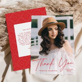 Modern Student Red Script Photo Studenten Tack Kort