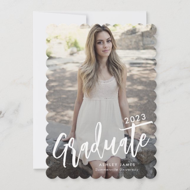 Modern Student Script 2 Photo Studenten Card Inbjudningar (Framsida)