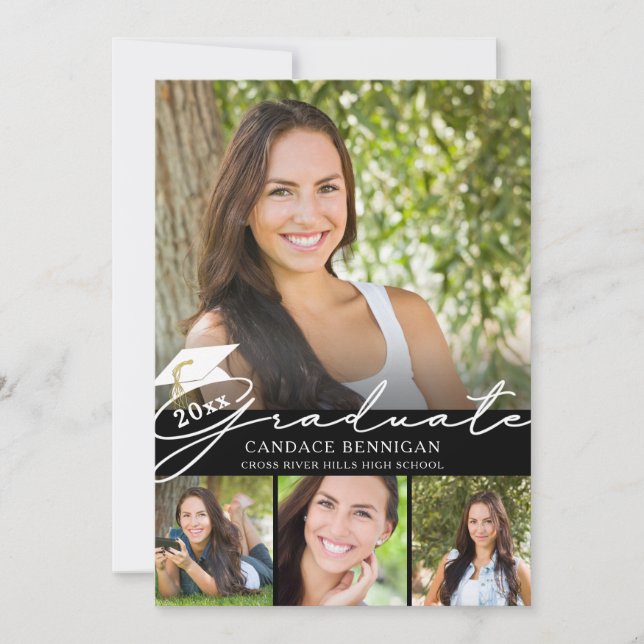 Modern Student Script 5 Photo Party Inbjudningar (Framsida)