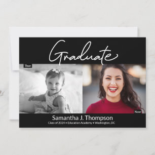 Modern Student-skript sedan och nu Grad-foto Meddelande