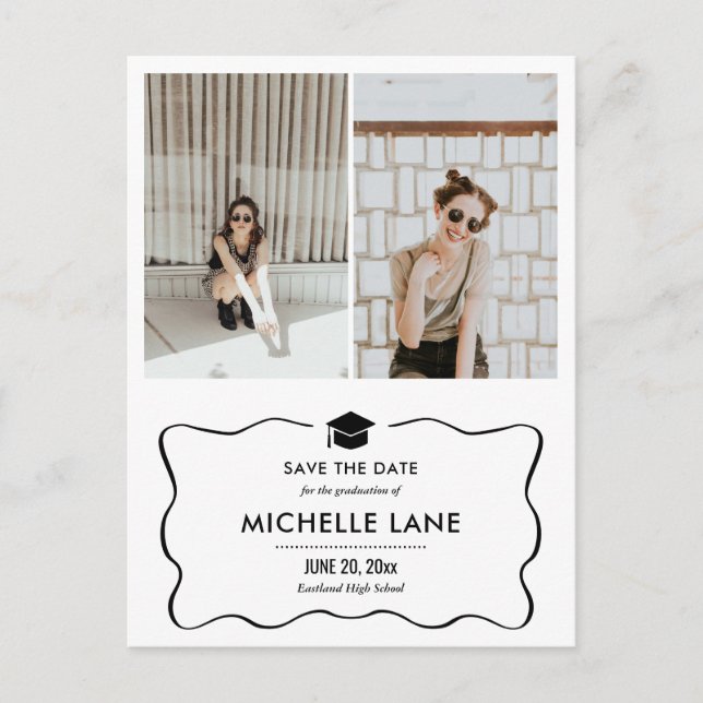 Modern Student som sparar två foto Vykort (Framsida)