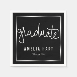 Modern Student Typography Chic Black Pappersservett