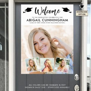 Modern Student Welcome 4 Photos Simple Script Poster