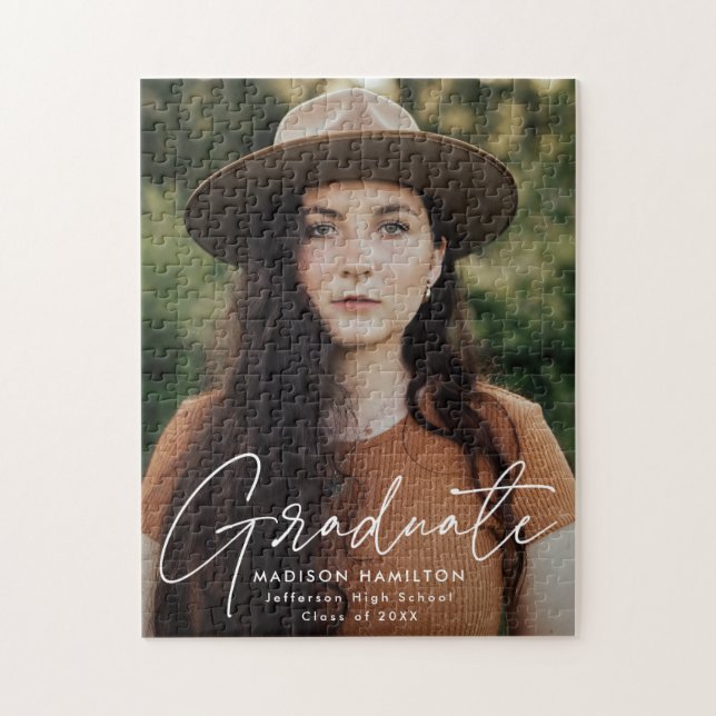 Modern Student White Script Photo Studenten Pussel (Vertikal)