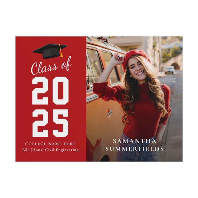 Modern Studenten 2025, foto Modern Grad Party Poster (Modern Graduation 2025 Photo Modern Grad Party Poster)