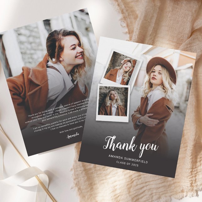 Modern Studenten 2025-fotoskript Tack Kort (Modern Graduation 2025 Photo Script Thank You Card)