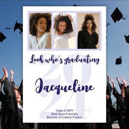 Modern Studenten 2025 Lila Script Photo Collage Inbjudningar