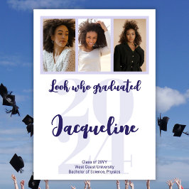 Modern Studenten 2025 Lila Script Photo Collage Meddelande