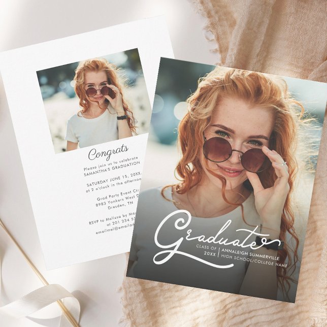 Modern Studenten 2025 Photo Party Inbjudningar (Modern Graduation 2025 Photo Party Invitation)