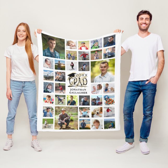 Modern Studenten 35-fotokollage GRAD Fleecefilt (På plats)