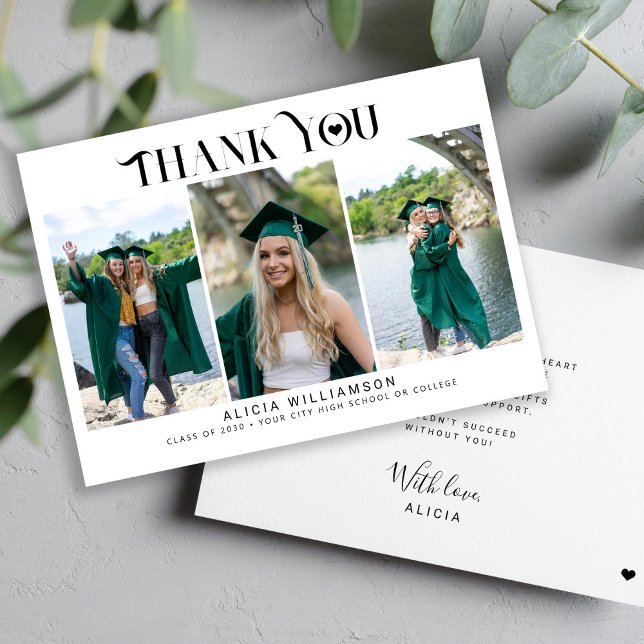 Modern studenten 3-fotokollage tack kort (Skapare uppladdad)