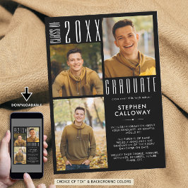 Modern Studenten 3-foton med minimalistisk Anpassn Meddelande