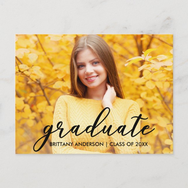 Modern Studenten-anteckningsfoto B i skript Meddelande Vykort (Framsida)