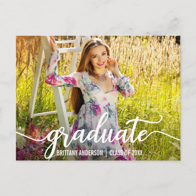 Modern Studenten-anteckningsfoto i skript Meddelande Vykort (Framsida)