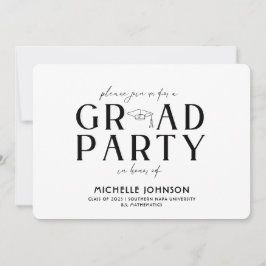 Modern Studenten Black Typography | Foto Party Inbjudningar