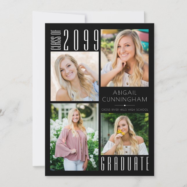 Modern Studenten Black White 5 Photo Meddelande (Framsida)