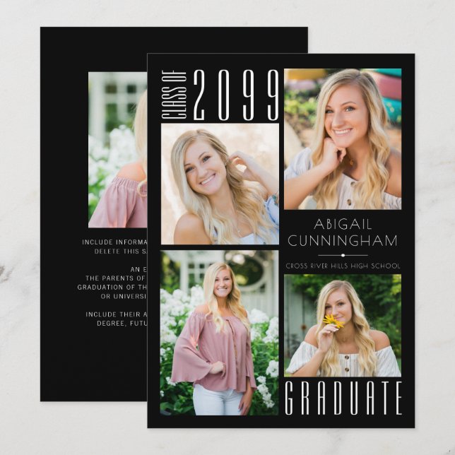 Modern Studenten Black White 5 Photo Meddelande (Fram/baksida)