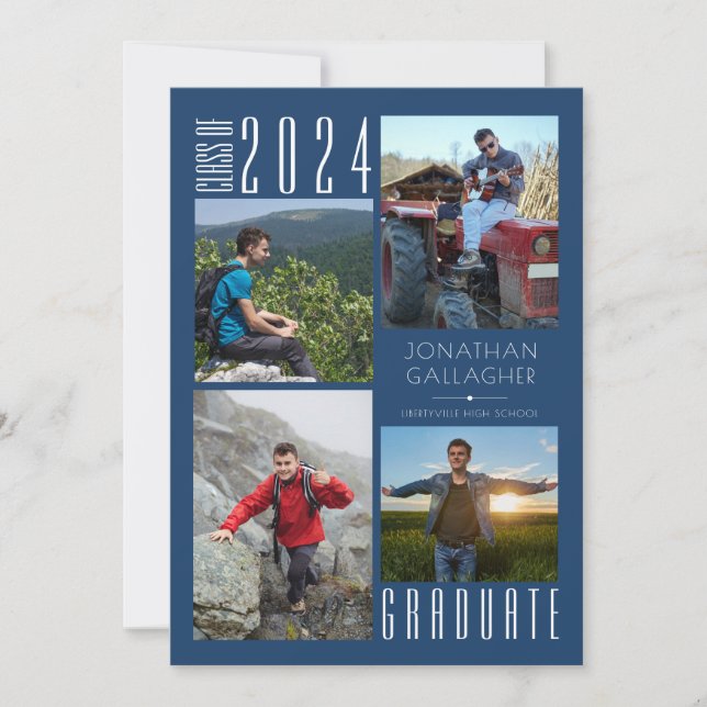 Modern Studenten Blue Four Photo Meddelande (Framsida)