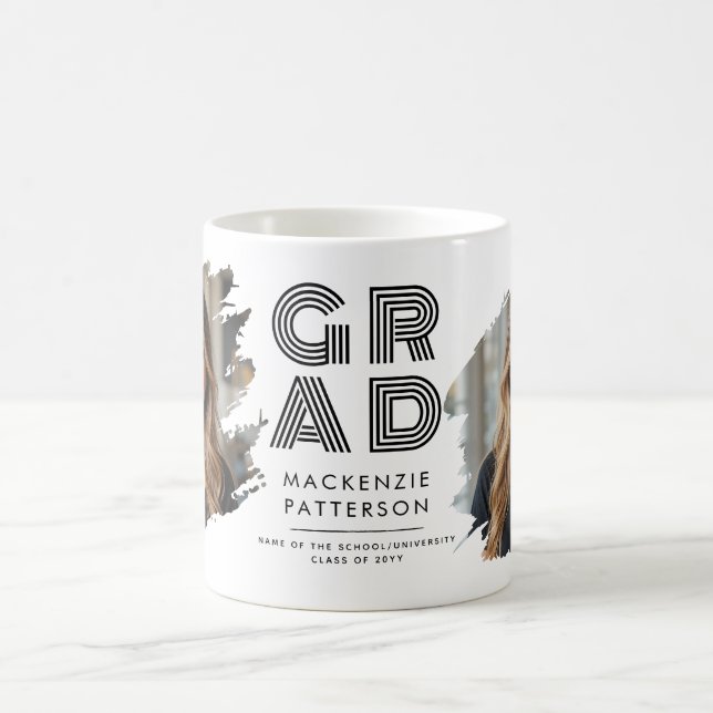 Modern Studenten Brushed 2 Photo Grad Anpassningsb Kaffemugg (Center)