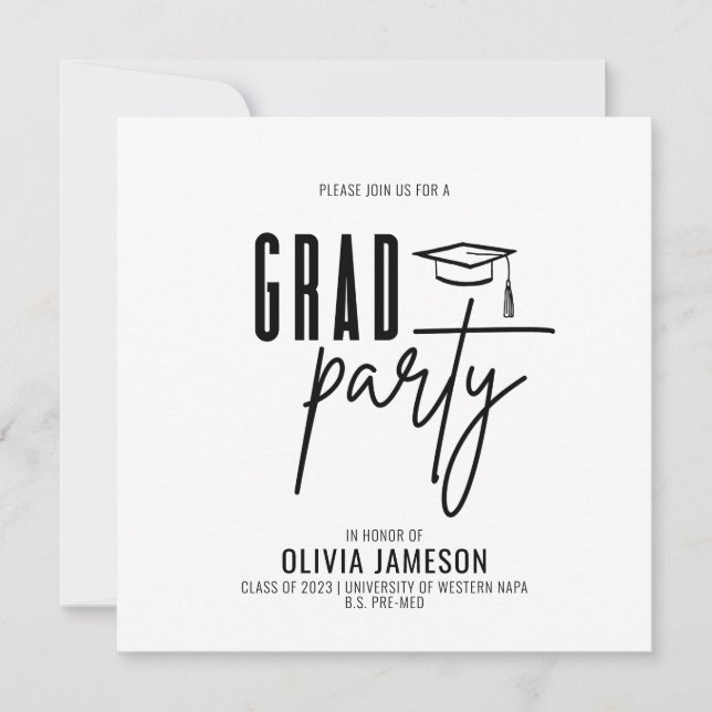 Modern Studenten-calligrafi | Foto Party Inbjudningar (Framsida)
