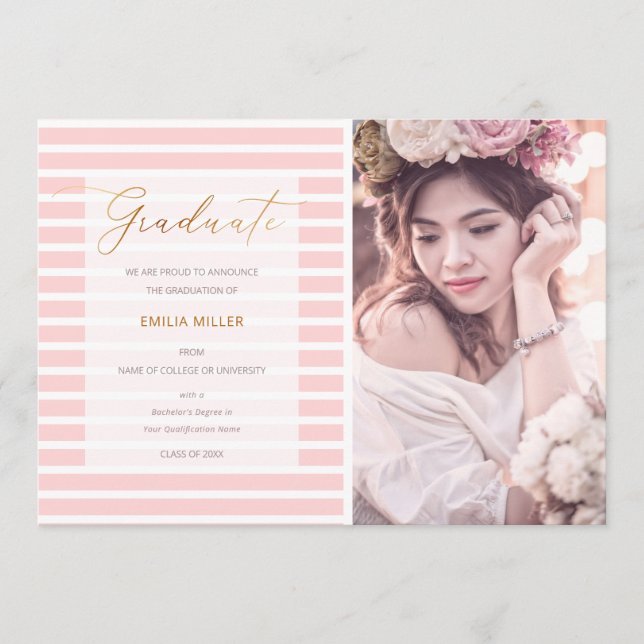 Modern Studenten-foto för  Rosa Rand Meddelande (Framsida)