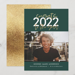 Modern studenten-foto med grönt och guld