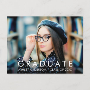 Modern Studenten-foto med minimalistiskt Trendig Inbjudan Vykort