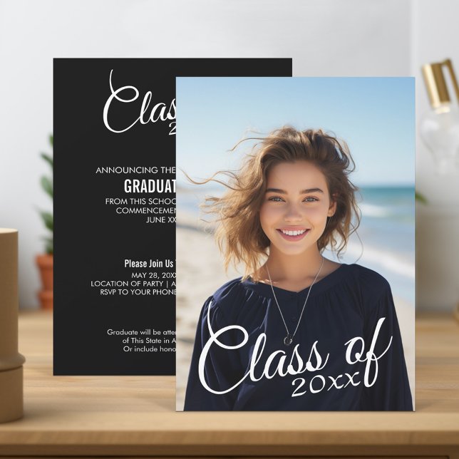 Modern Studenten-fotoannonsering och Party Inbjudningar (Graduation Party Invitation and Announcement with Photo)