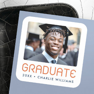 Modern studenten-fotoår student fyrkantigt klistermärke