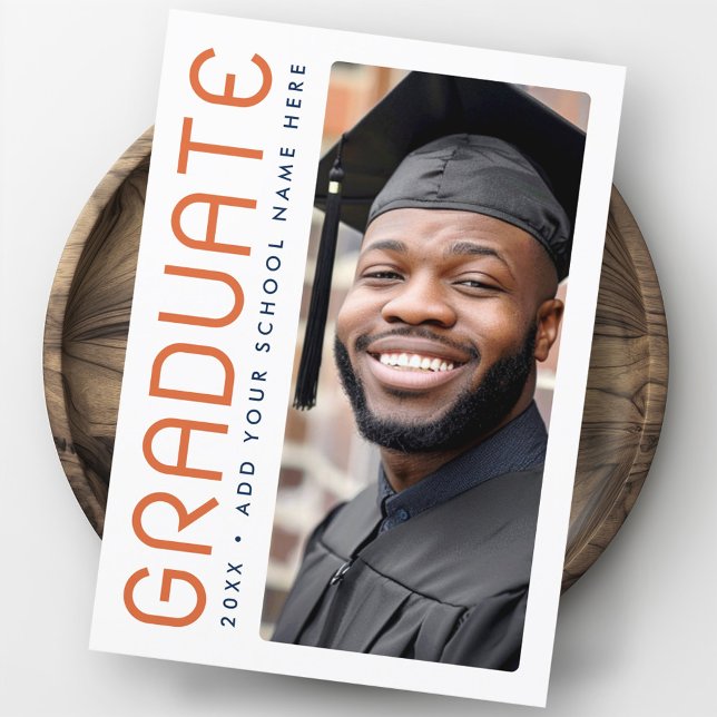 Modern studenten-fotoår student tack kort (Modern graduation year photo graduate thank you card)