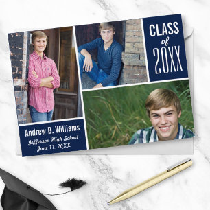 Modern Studenten-fotosamlingsklass på 20XX Blue Inbjudningar