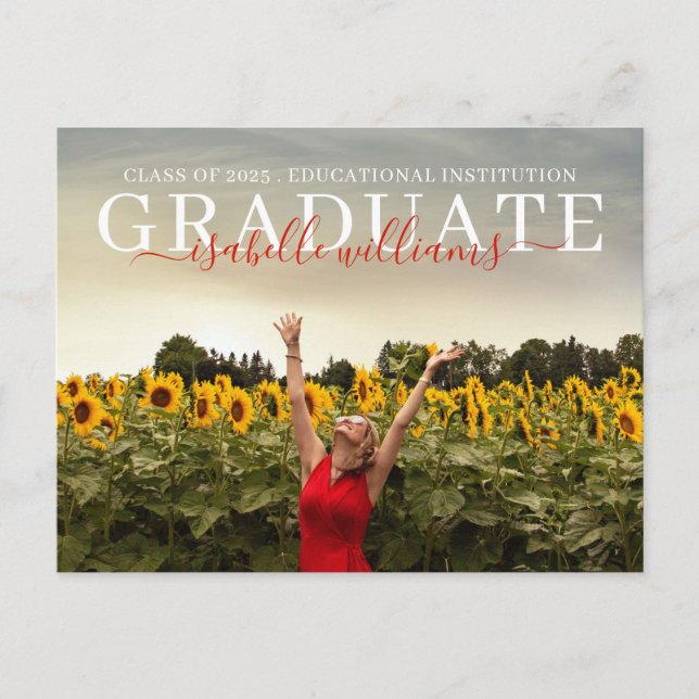 Modern Studenten fotosolblommor Meddelande Vykort (Framsida)