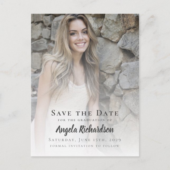 Modern Studenten-fototypografi Spara datum Inbjudan Vykort (Framsida)